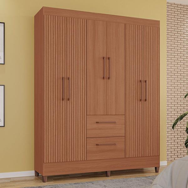 Guarda Roupas Brilho 100 MDF 6 Portas 2 Gavetas - MH Móveis