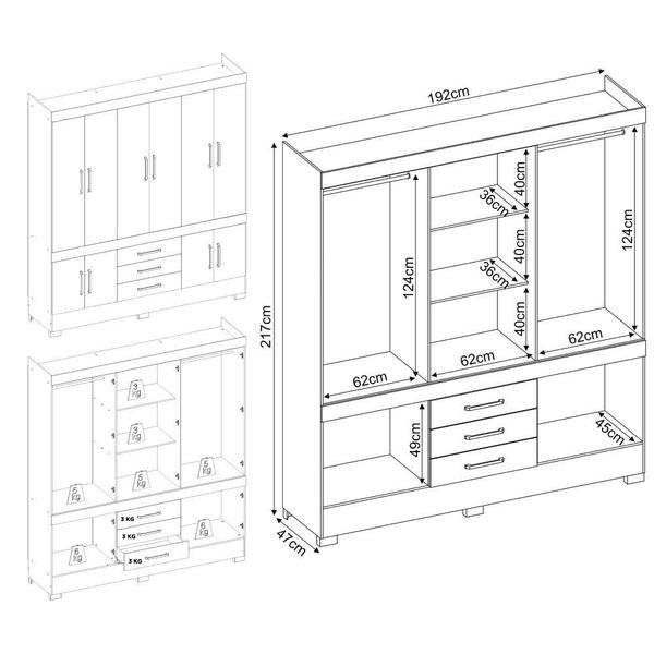 Imagem de Guarda-Roupas Casal 10 Portas 3 Gavetas Multimóveis CR35191