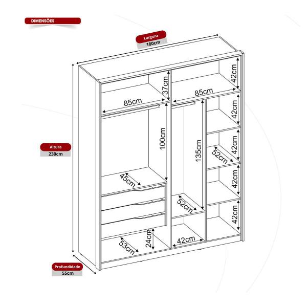 Imagem de Guarda-Roupas Casal 4 Portas e 3 Gavetas Multimóveis CR35232