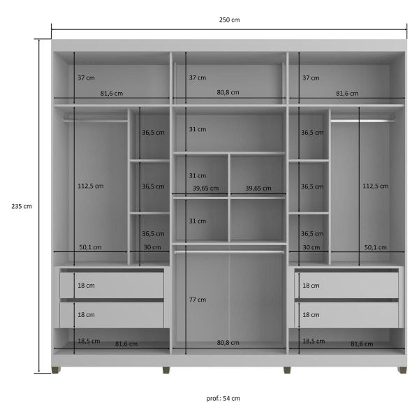 Imagem de Guarda-Roupas Casal 6 Portas com Espelhos Multimóveis CR35242