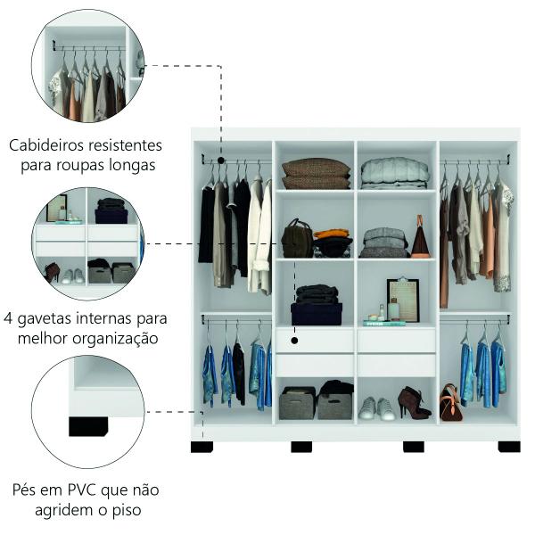 Imagem de Guarda Roupas Casal 8 Portas 4 Gavetas 2,15m Mayara New Branco Araplac