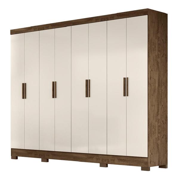 Guarda Roupas Casal 8 Portas 4 Gavetas Diplomata Moval Castanho / Baunilha - MOVAL MOVEIS Guarda Roupas Casal 8 Portas 4 Gavetas Diplomata Moval Castanho / Baunilha - MOVAL MOVEIS