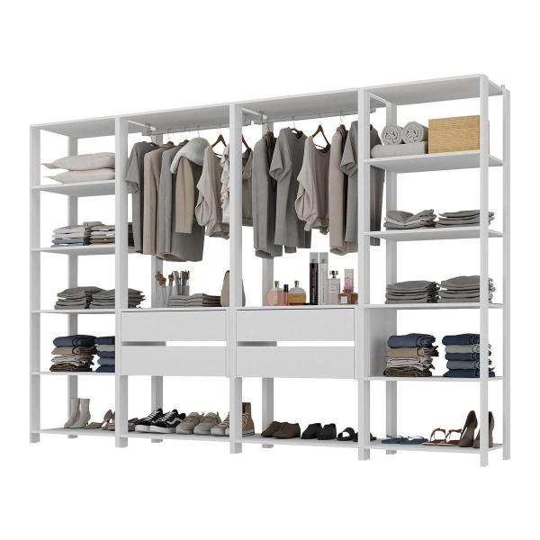 Imagem de Guarda-Roupas Closet Modulado 270cm 4 Peças com 4 Gavetas e Cabideiros Multimóveis MP4321