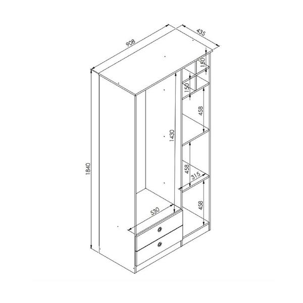 Imagem de Guarda-Roupas Infantil 3 Portas e 2 Gavetas Multimóveis CR35095