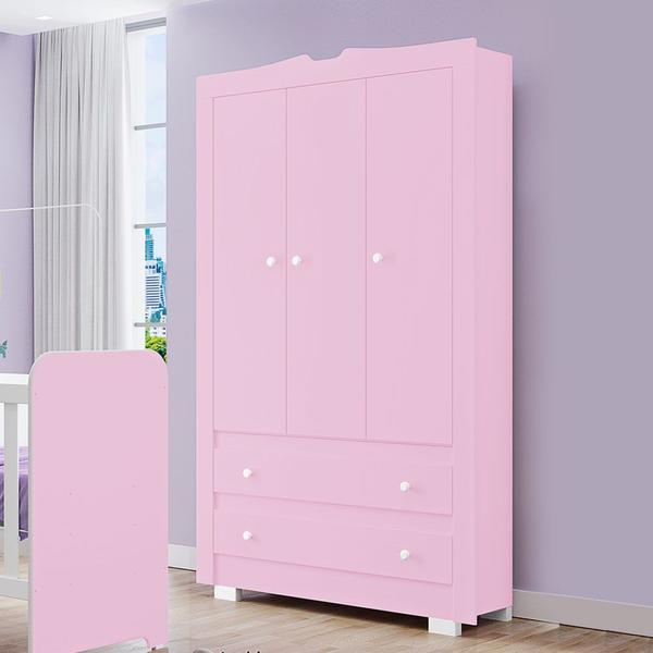 Guarda Roupas Infantil Joy 100 MDF 3 Portas 2 Gavetas - MH Móveis Guarda Roupas Infantil Joy 100 MDF 3 Portas 2 Gavetas - MH Móveis