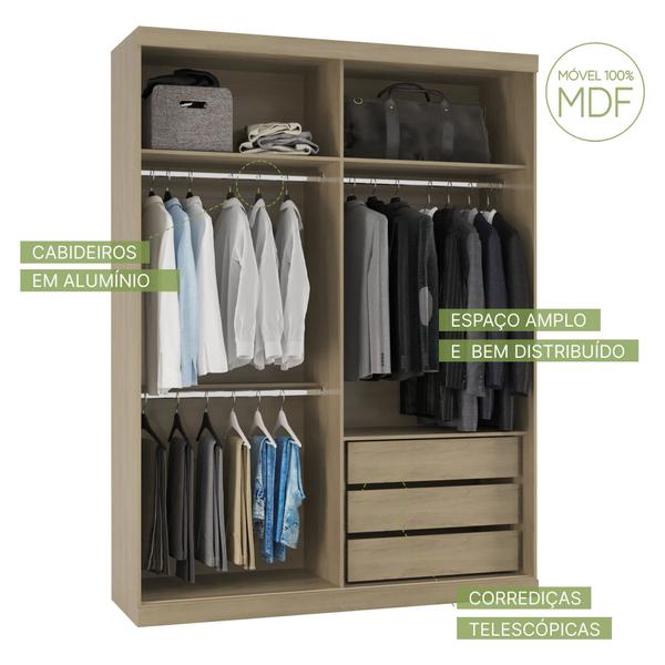 Imagem de Guarda Roupas Modulado Solteiro 176cm 2 Portas de Correr 100% MDF Royal