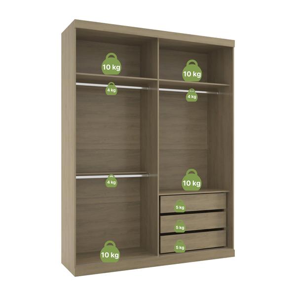 Imagem de Guarda Roupas Modulado Solteiro com Espelho 176cm 2 Portas de Correr 100% MDF Royal