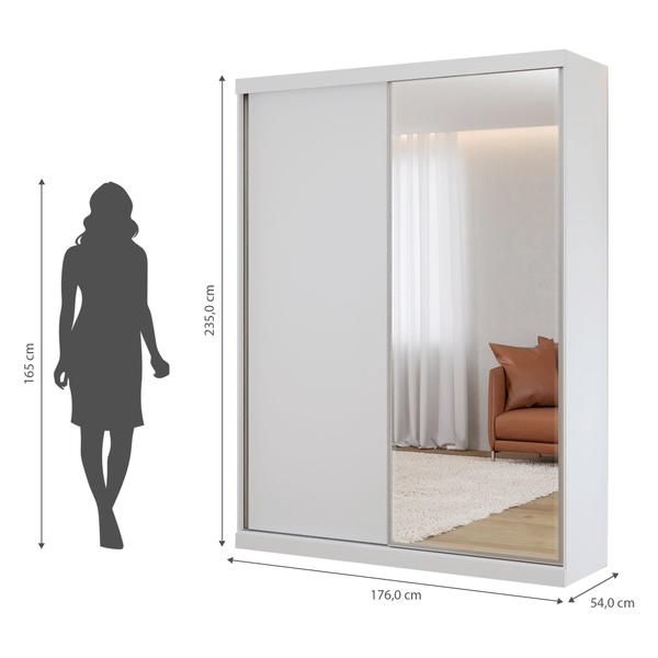 Imagem de Guarda Roupas Modulado Solteiro com Espelho 176cm 2 Portas de Correr 100% MDF Royal