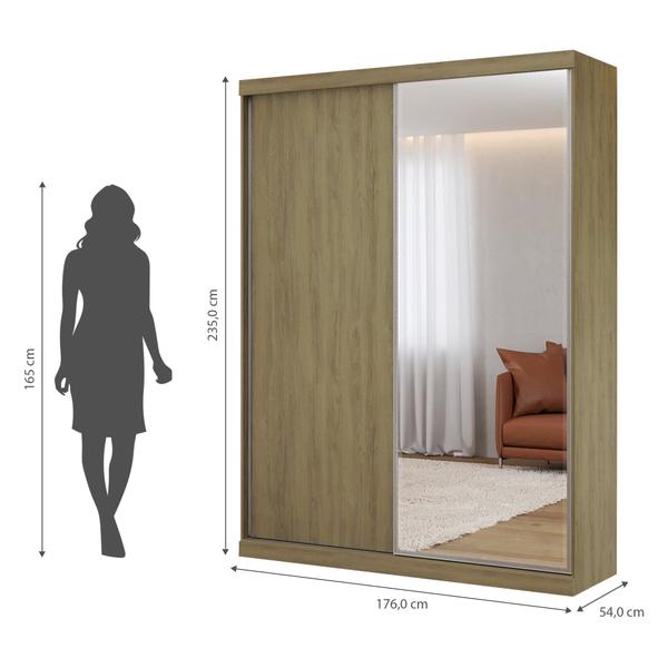 Imagem de Guarda Roupas Modulado Solteiro com Espelho 176cm 2 Portas de Correr 100% MDF Royal