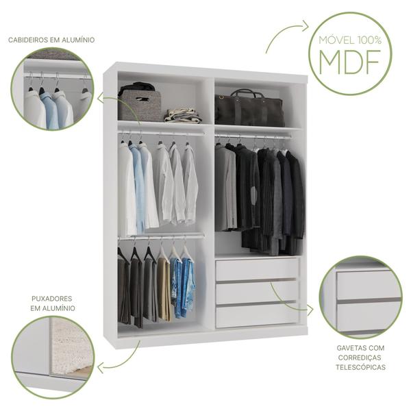 Imagem de Guarda Roupas Modulado Solteiro com Espelho 176cm 2 Portas de Correr 100% MDF Royal