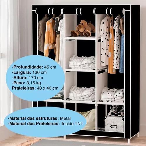 Imagem de Guarda roupas portátil dobrável closet cabideiro araras organizador colmeia 