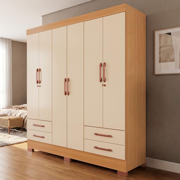Guarda Roupas Portofino 100 MDF 6 Portas 4 Gavetas