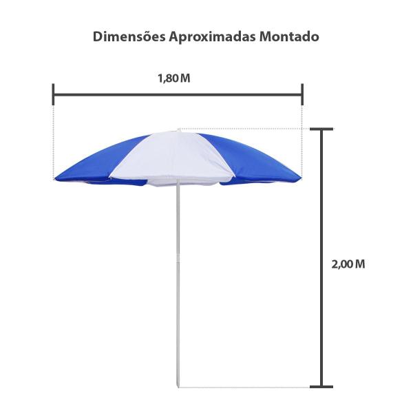 Imagem de Guarda-Sol 1,80 m de Diâmetro Azul e Branco Importway + Base Guarda Sol/Ombrelone Preta ou Branca