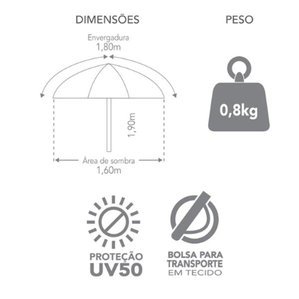 Imagem de Guarda Sol 1,8M Aço Sombreiro Ipanema Praia Piscina Vermelho