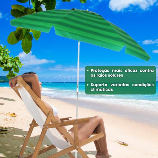 Imagem de Guarda-Sol Articulado 2,4m Alumínio Resistente  Proteção Solar UV para Praia e Jardim