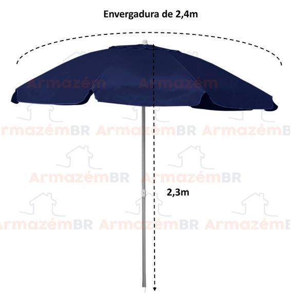 Imagem de Guarda Sol Bagum Alumínio 2,4m Articulável Praia Piscina Camping Azul Marinho - Belfix