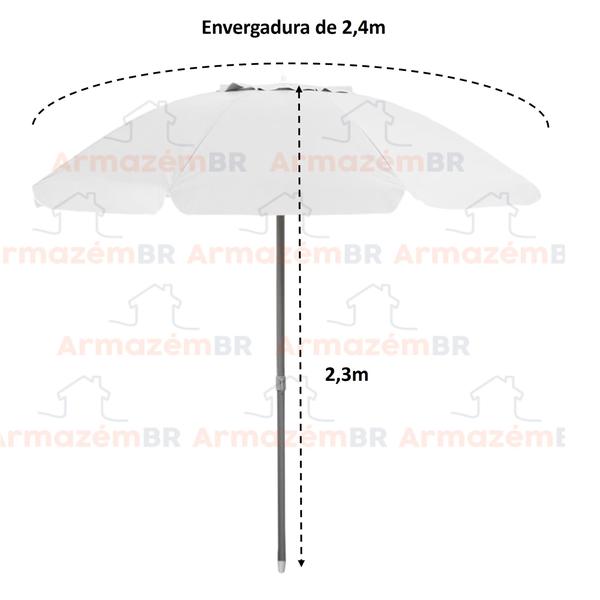 Imagem de Guarda Sol Bagum Alumínio 2,4m Articulável Praia Piscina Camping Branco - Belfix