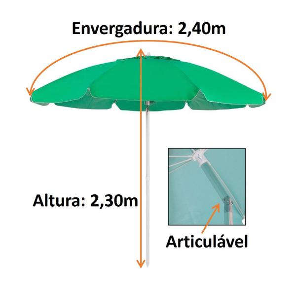 Imagem de Guarda Sol Bagum Top 2,4m Alumínio Articulado Verde - 12103 Belfix