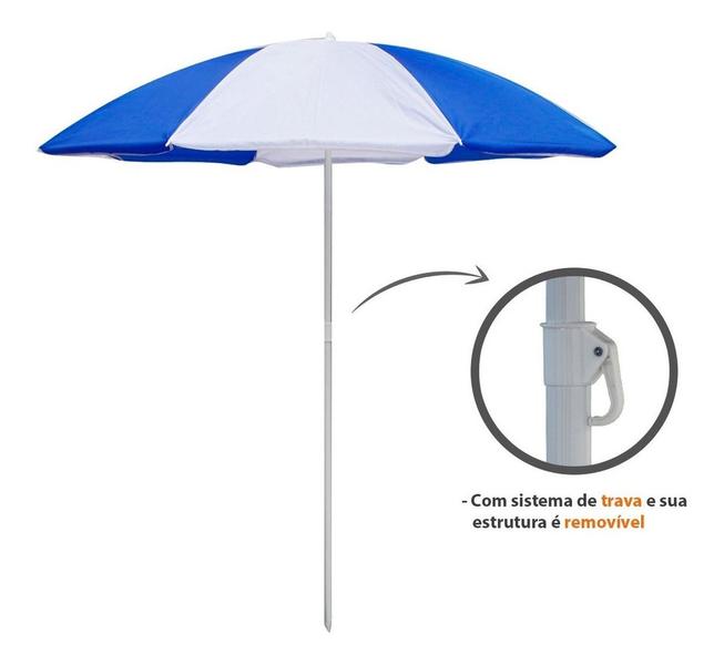 Imagem de Guarda Sol de Praia Grande Sombreiro Piscina Camping Pesca Aço Pintado 1,80 Metros Com Silvercoating Grande - Mor