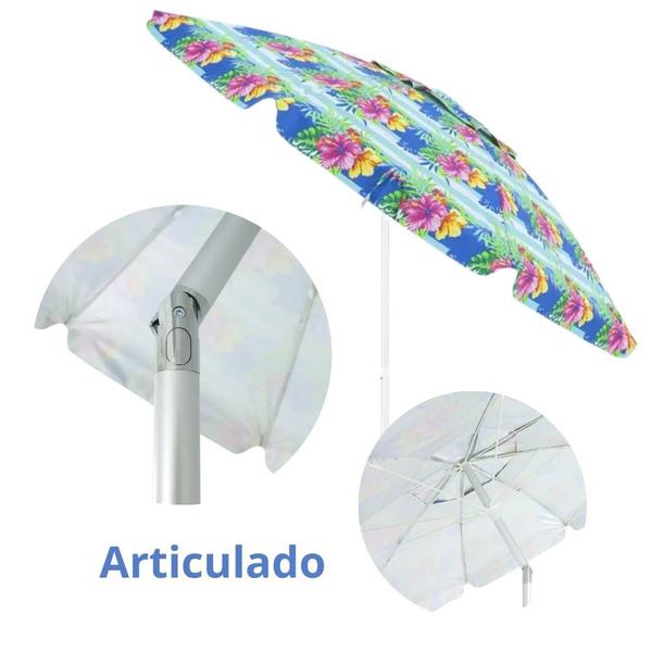 Imagem de Guarda-sol Floral 2,40 M Articulado com Bolsa Praia Piscina  Bel 