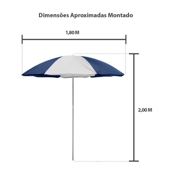 Imagem de Guarda-Sol FPS 70 Em Aço Pintado 1,80m Mor + 2 Cadeiras de Praia Alta Lazy em Alumínio Azul Marinho