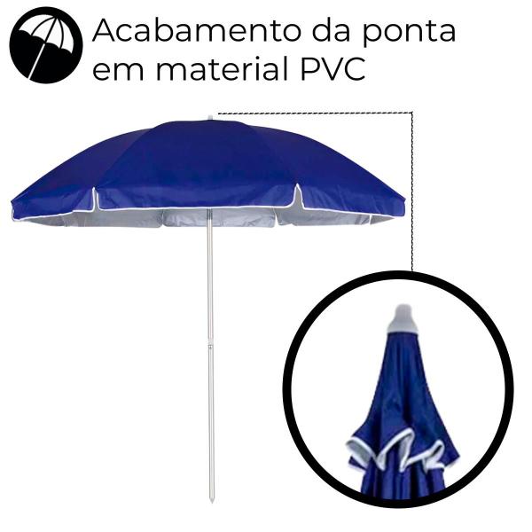 Imagem de Guarda Sol Grande Azul Articulado Para Praia Piscina 2,60m Com Haste Em Alumínio E FPS 100 Mor