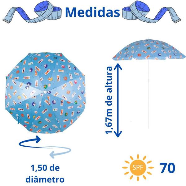 Imagem de Guarda-Sol Grande Praia Piscina Camping Fps 70 Cores Verão