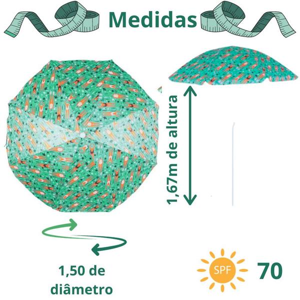 Imagem de Guarda-Sol Grande Praia Piscina Camping Fps 70 Cores Verão