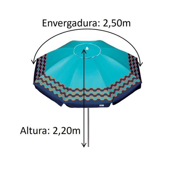 Imagem de Guarda Sol Ibiza 2,50m Articulável Alumínio Turquesa - 1605 Tobee