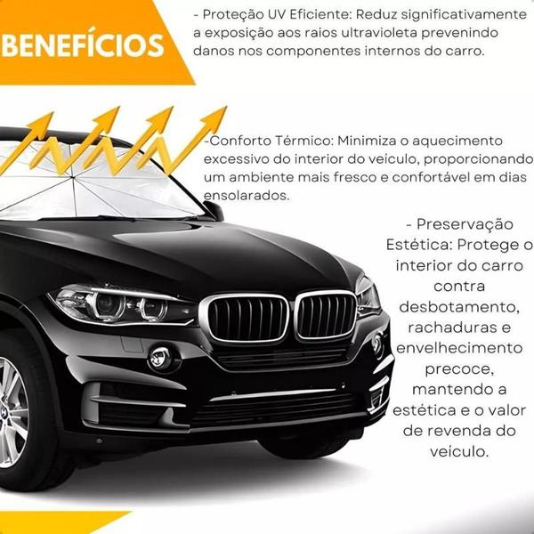 Imagem de Guarda Sol Para Carros Proteção Solar Uv Para-Brisa De Carros Veicular