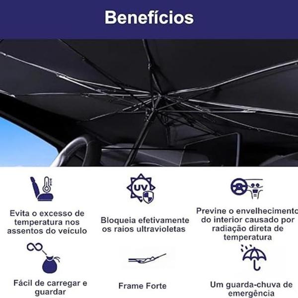 Imagem de Guarda Sol Para Carros Proteção Solar Uv Para-Brisa De Carros Veicular