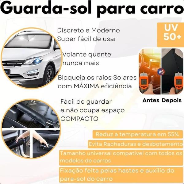 Imagem de Guarda Sol Parabrisa Carro Proteção Solar Uv Guarda Chuva