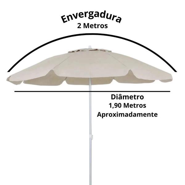 Imagem de Guarda Sol Praia Piscina Bege 2 Metros Bagum Haste em Aluminio  Bel 