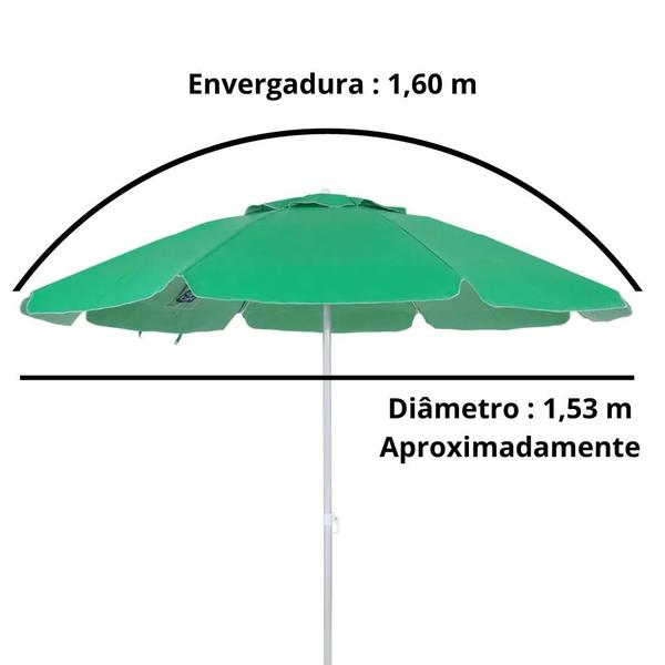 Imagem de Guarda Sol Praia Piscina Verde Bandeira Bagum 1,60 M Haste Aluminio  Bel 