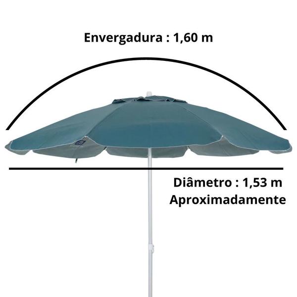 Imagem de Guarda Sol Praia Piscina Verde Escuro Bagum 1,60 M Haste em Aluminio  Bel 