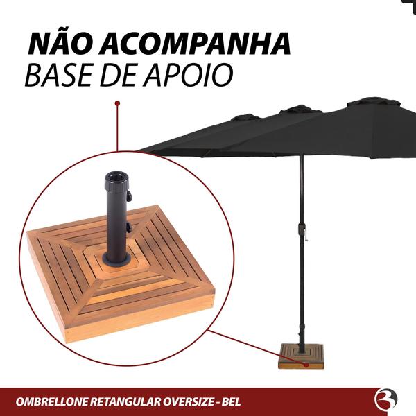 Imagem de Guarda Sol Retangular Oversize 4,50m x 2,65m Preto para Jardim e Varanda com Estrutura Resistente 