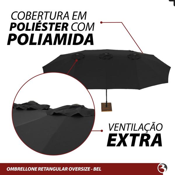 Imagem de Guarda Sol Retangular Oversize 4,50m x 2,65m Preto para Jardim e Varanda com Estrutura Resistente 