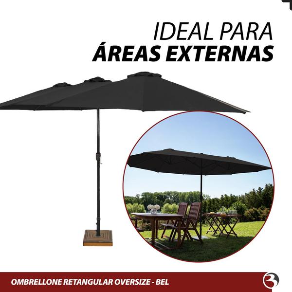 Imagem de Guarda Sol Retangular Oversize 4,50m x 2,65m Preto para Jardim e Varanda com Estrutura Resistente 