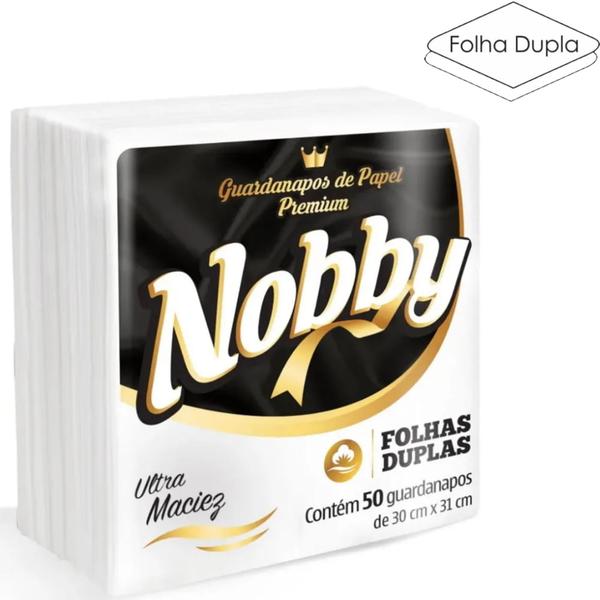 Imagem de Guardanapo De Papel Folha Dupla Nobby 30x31cm Mesa Kit 500 UNIDADES