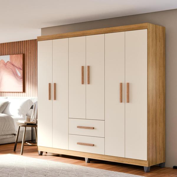 GuardaRoupa Casal 6 Portas 2 Gavetas Lite Amplo, Moderno e com Cabideiro - Maxi Do Brasil GuardaRoupa Casal 6 Portas 2 Gavetas Lite Amplo, Moderno e com Cabideiro - Maxi Do Brasil