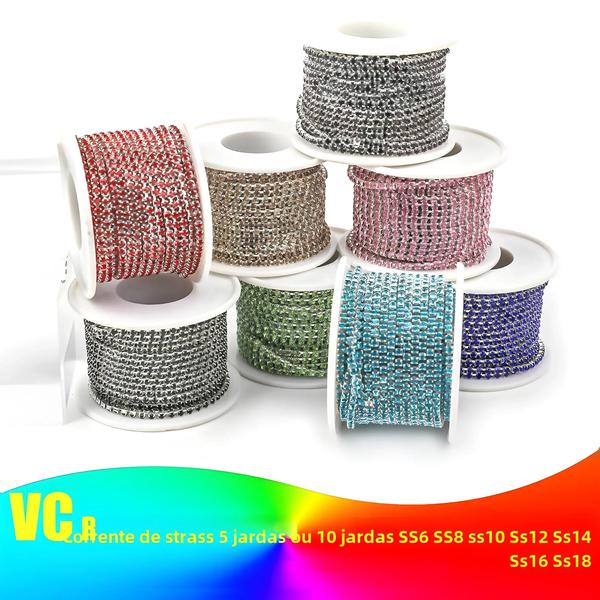 Imagem de Guarnição de Corrente de Strass Cristal SS6-SS18 - Costurar ou Colar em Roupas - DIY