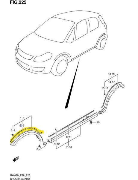 Imagem de Guarnição Moldura Paralama dianteiro direito Suzuki SX4 Novo - Original