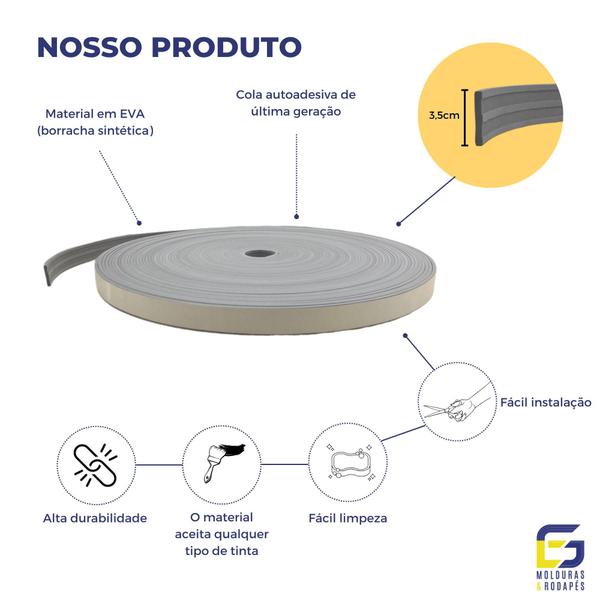 Imagem de Guarnição Moldura Rodameio Eva Autocolante Flexível Marte 3,5cmx5mm 15 Metros