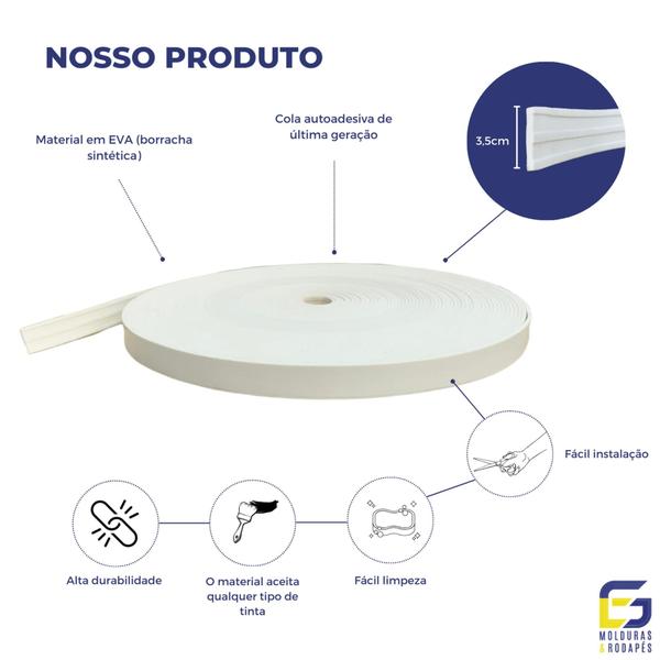 Imagem de Guarnição Moldura Rodameio Eva Autocolante Flexível Marte 3,5cmx5mm 25 Metros