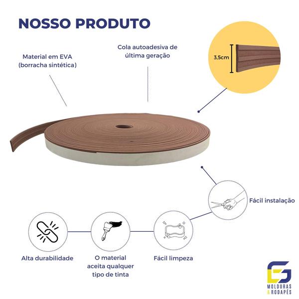 Imagem de Guarnição Moldura Rodameio Eva Autocolante Flexível Marte 3,5cmx5mm 5 Metros