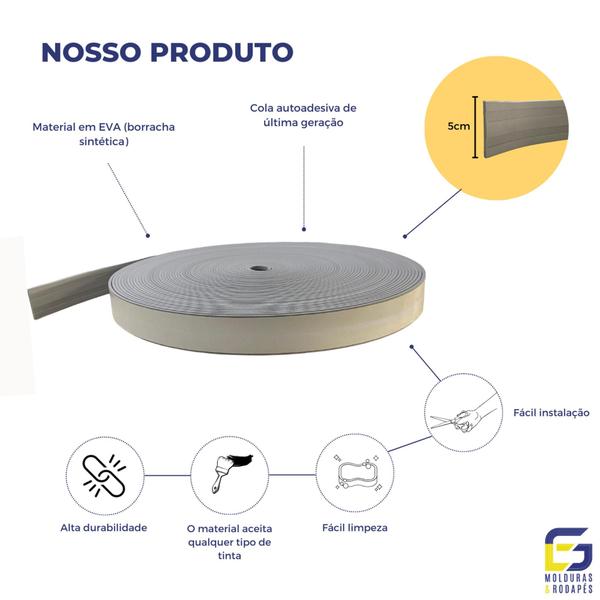 Imagem de Guarnição Moldura Rodameio Eva Autocolante Flexível Marte 5cmx5mm 5 Metros