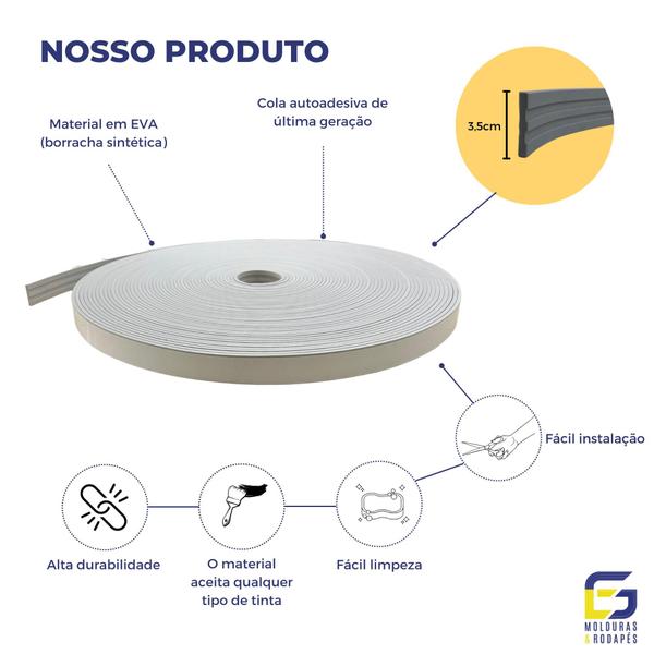 Imagem de Guarnição Moldura Rodameio Eva Autocolante Flexível Sol 3,5cmx5mm 5 Metros