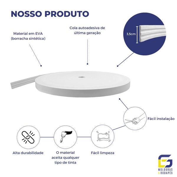 Imagem de Guarnição Moldura Rodameio Eva Autocolante Flexível Sol 3,5cmx5mm