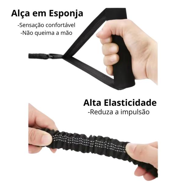 Imagem de Guia Anti-Impacto Com Cabo De Elasticidade Refletiva Alça de Segurança Cachorro Grande Médio LR-0268