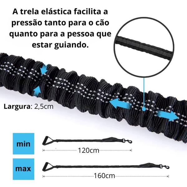 Imagem de Guia Anti-Impacto Com Cabo De Elasticidade Refletiva Alça de Segurança Cachorro Grande Médio LR-0268